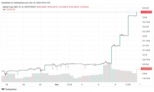 
                    В 2024 году капитализация стейблкоина USDT повысилась до $123 млрд                